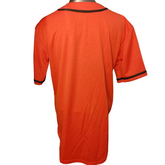 La Dreamz Women's Orange Button Up Baseball Jersey T-Shirt S - Picture 2 of 4
